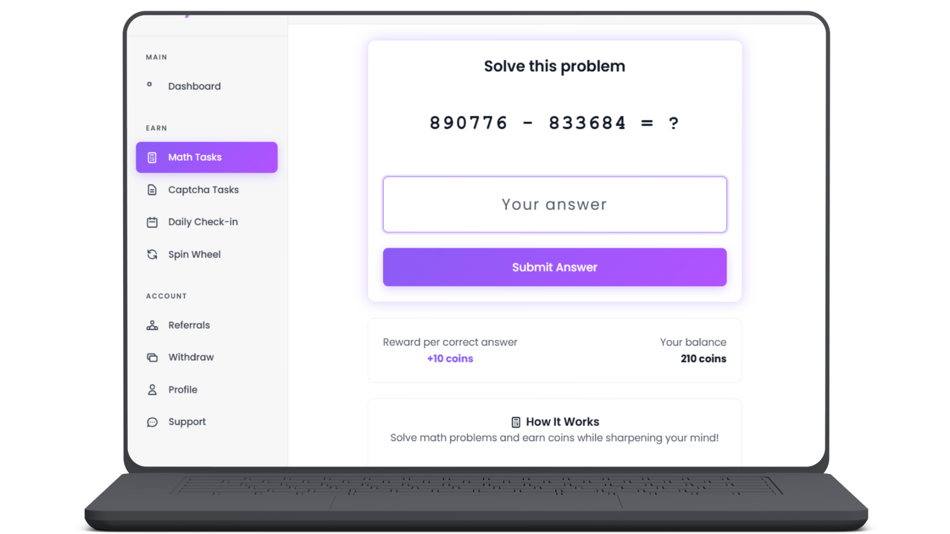VeraMath - PHP Earning Platform Script - Screenshot